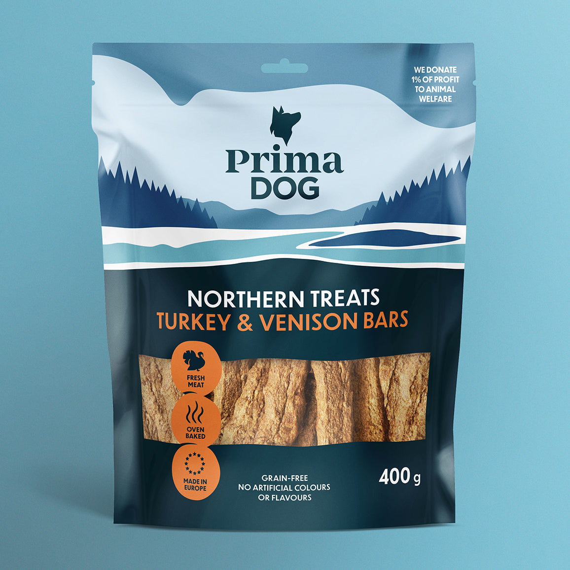 PrimaDog Northern Treats Kalkkuna-peuratanko viljaton koiranherkku 400 g pakkauskuva