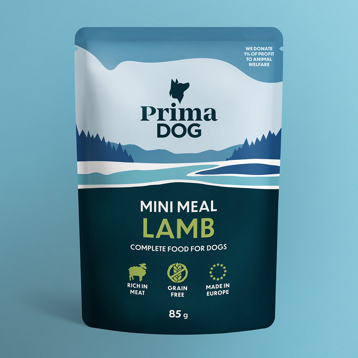 PrimaDog Mini Meals viljaton Lammasta kastikkeessa märkäruoka pakkauskuva