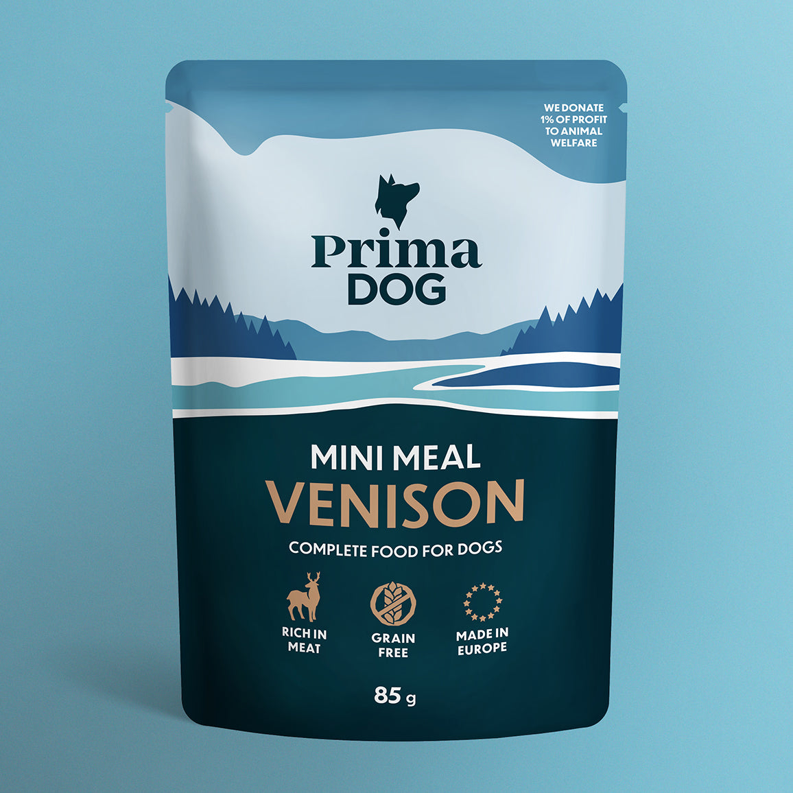 PrimaDog Mini Meal viljaton Peuraa kastikkeessa märkäruoka koiralle pakkauskuva