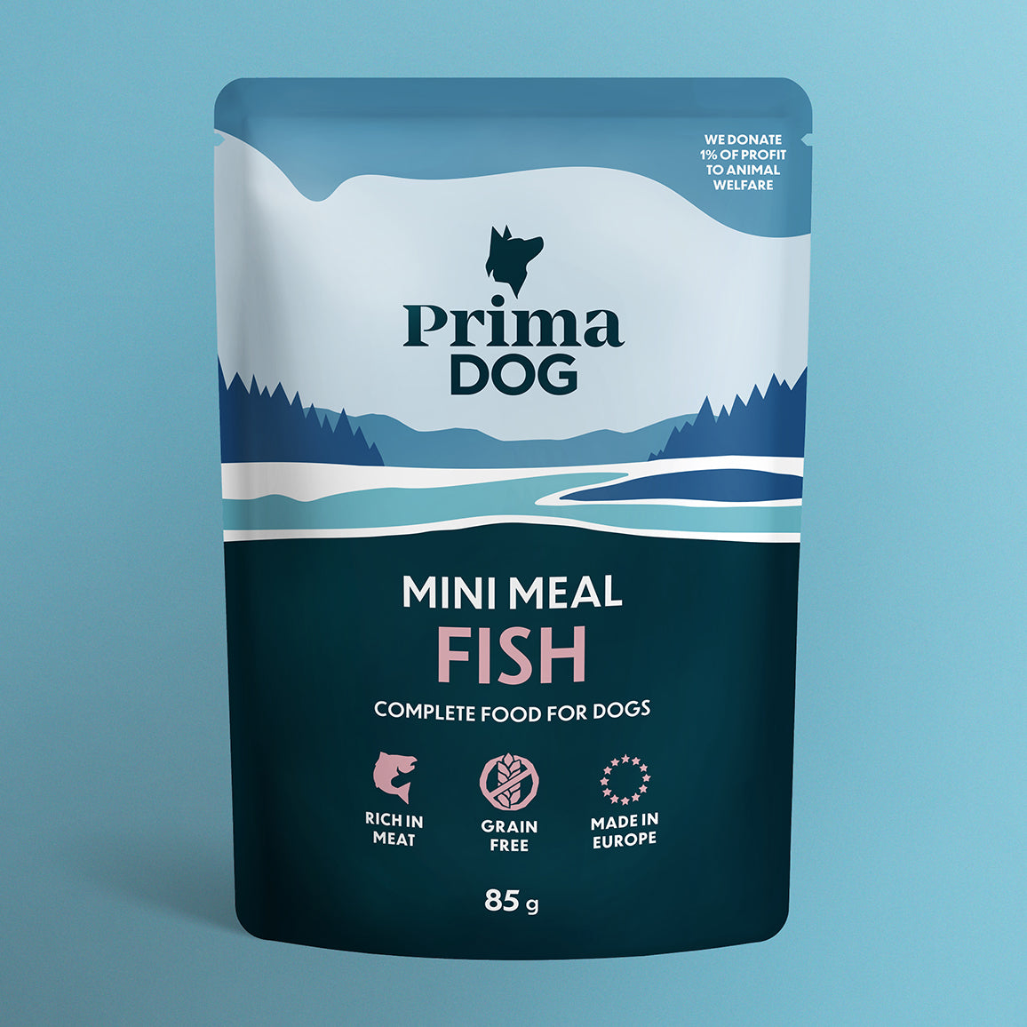 PrimaDog Mini Meal viljaton Kalaa kastikkeessa koiran märkäruoka pakkauskuva