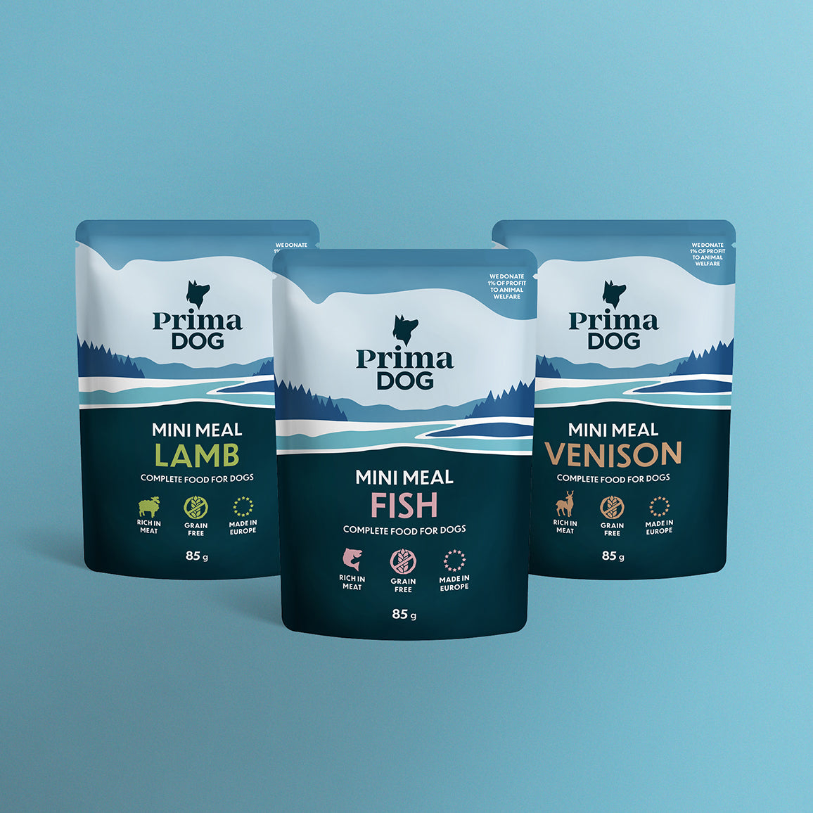 PrimaDog Mini Meal viljaton koiran märkäruoka lajitelma pakkauskuva