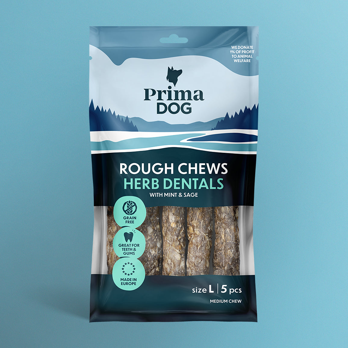 PrimaDog Rough Chews Hammashoitoluu ison koiran puruluu pakkauskuva