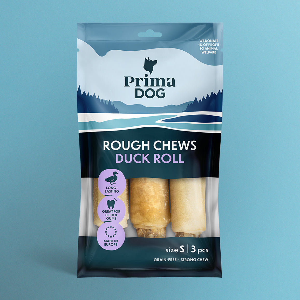 PrimaDog Rough Chews Ankkarulla S-koko pakkauskuva
