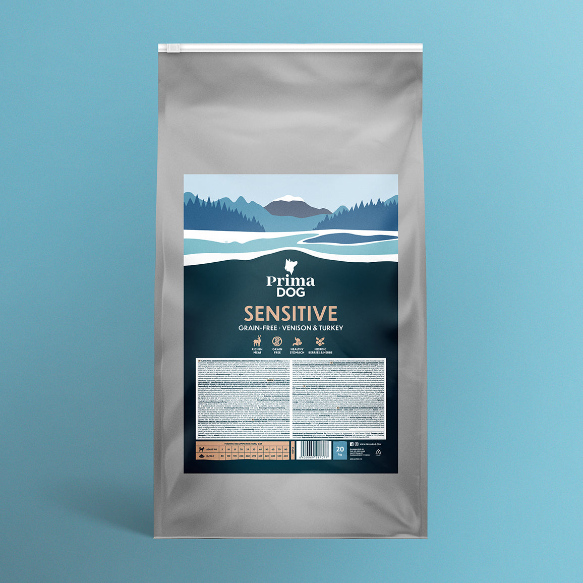 PrimaDog viljaton Peura ja kalkkuna koiran kuivaruoka 20 kg pakkauskuva