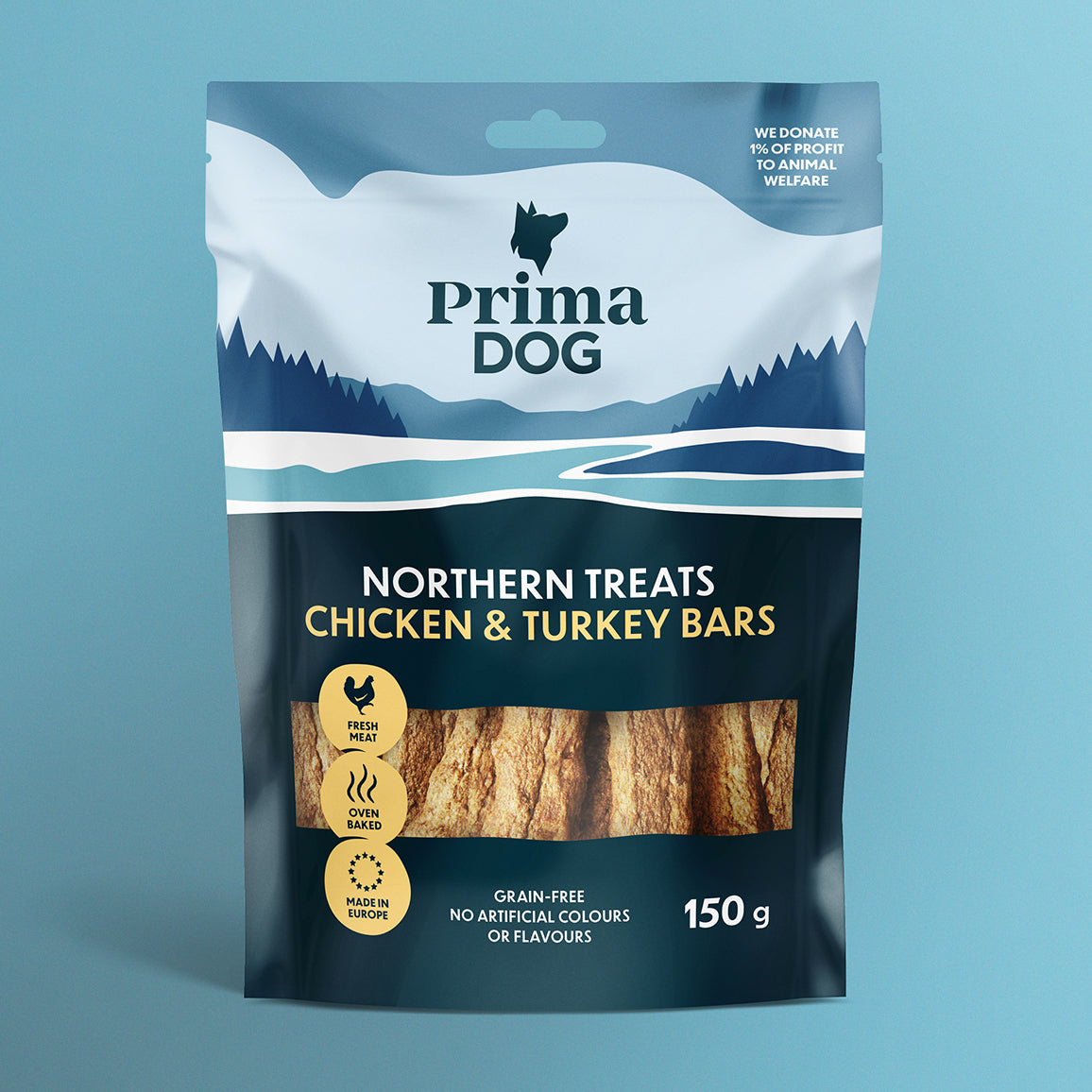 PrimaDog Northern Treats  Kana-kalkkunatanko viljaton koiranherkku pakkauskuva